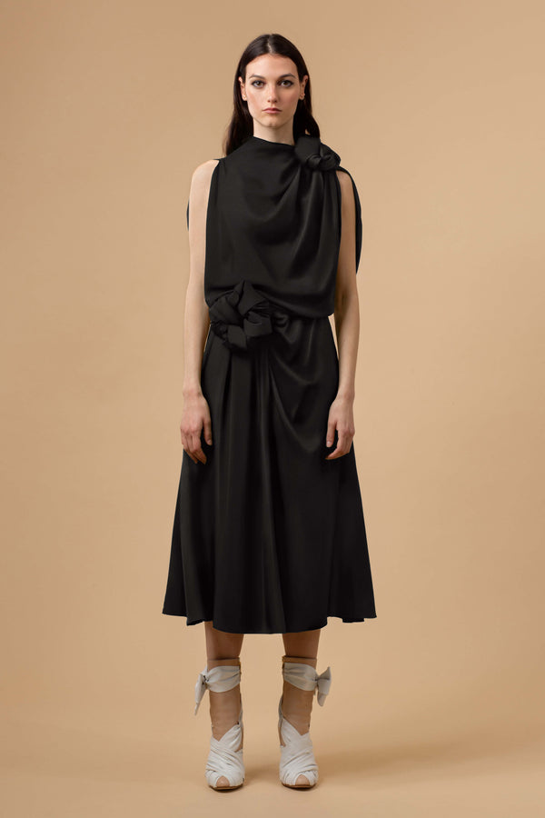 Atlas Silk Dress Black