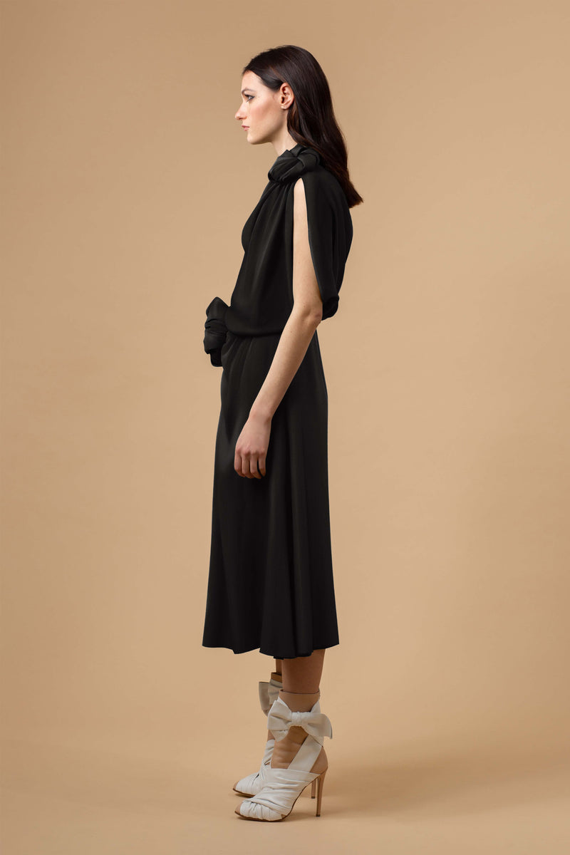 Atlas Silk Dress Black