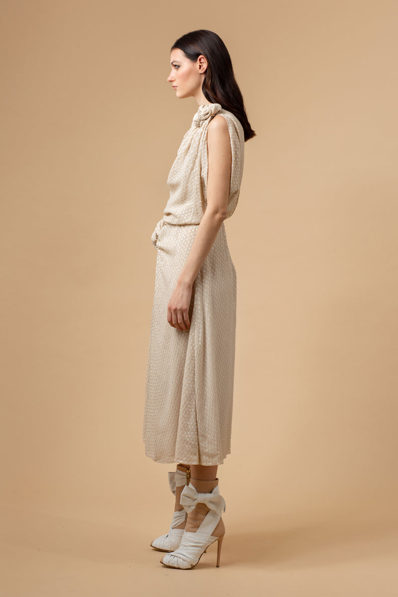 Atlas Silk Dress Oyster