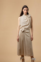 Atlas Silk Dress Oyster