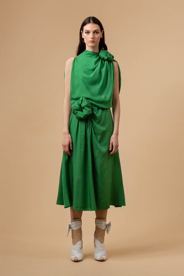 Atlas Silk Dress Green