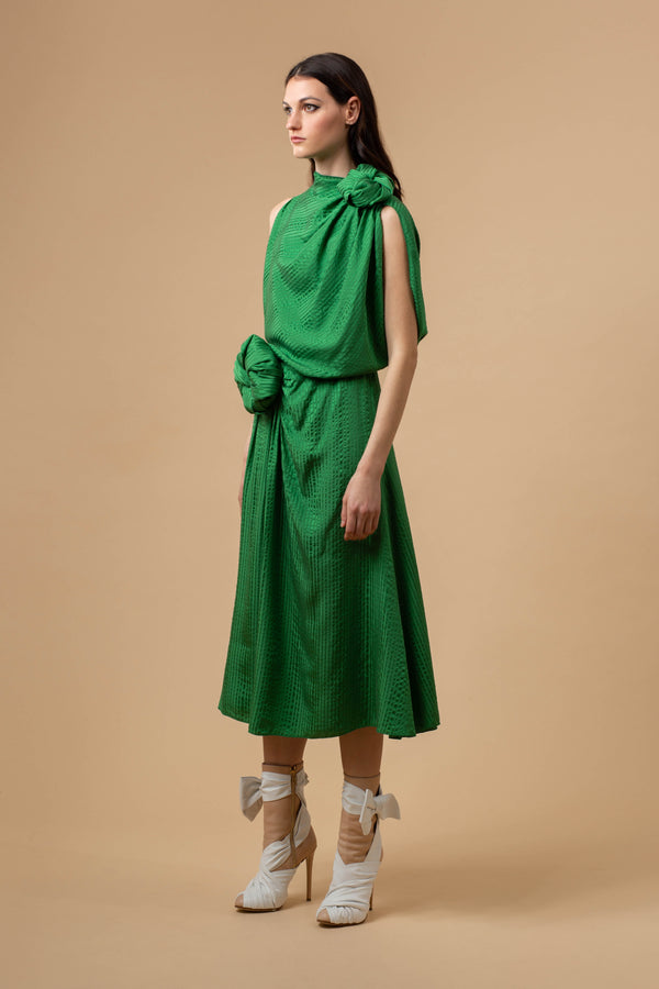 Atlas Silk Dress Green