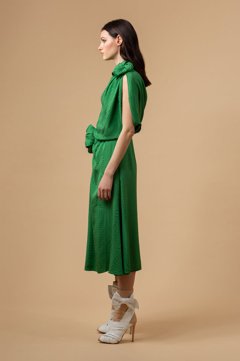 Atlas Silk Dress Green