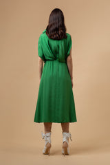 Atlas Silk Dress Green